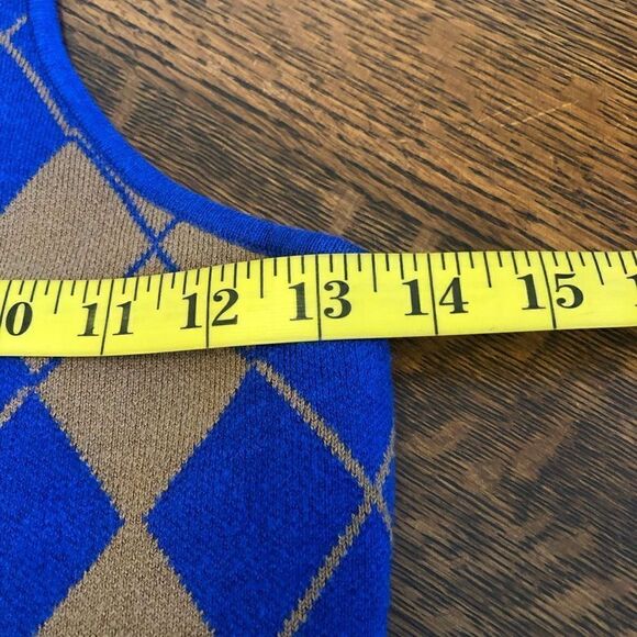 NWT Urban Outfitters Charlie Blue and Gold Argyle Racerback Mini Dress - Picture 10 of 14